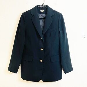 L.L. Bean Gold Button Long Sleeve Blazer Suit Jacket Women Size 8 Black Vintage